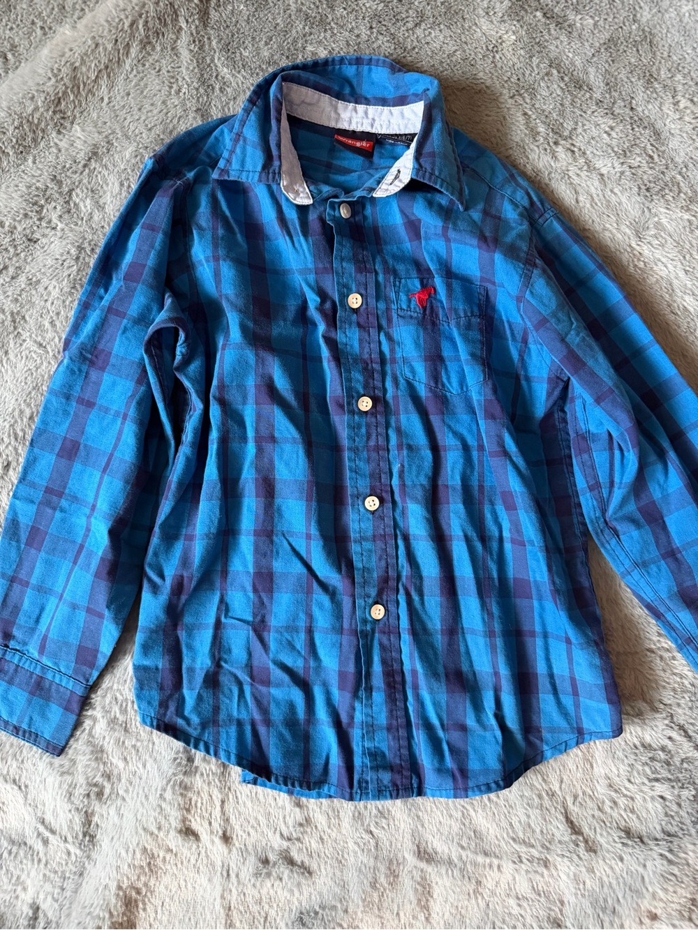 Kids Blue Plaid Button-Up Shirt